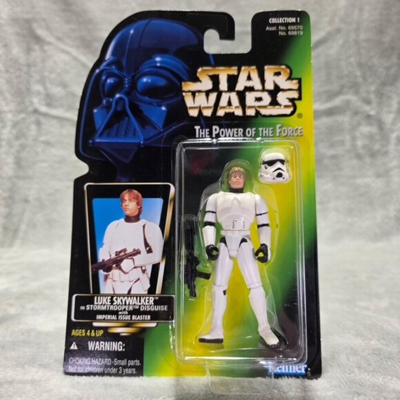 Star Wars POTF Luke Skywalker Stormtrooper Disguise Green Card NIB - Picture 1 of 3